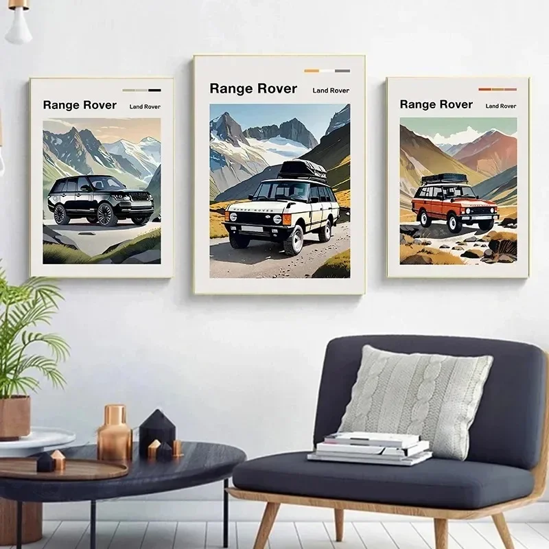 Classic GT40 Cars Bmw E30 and Ford Car Cartoon Retro Poster Canvas Paintings Wall Art Pictures Home Decor view 2