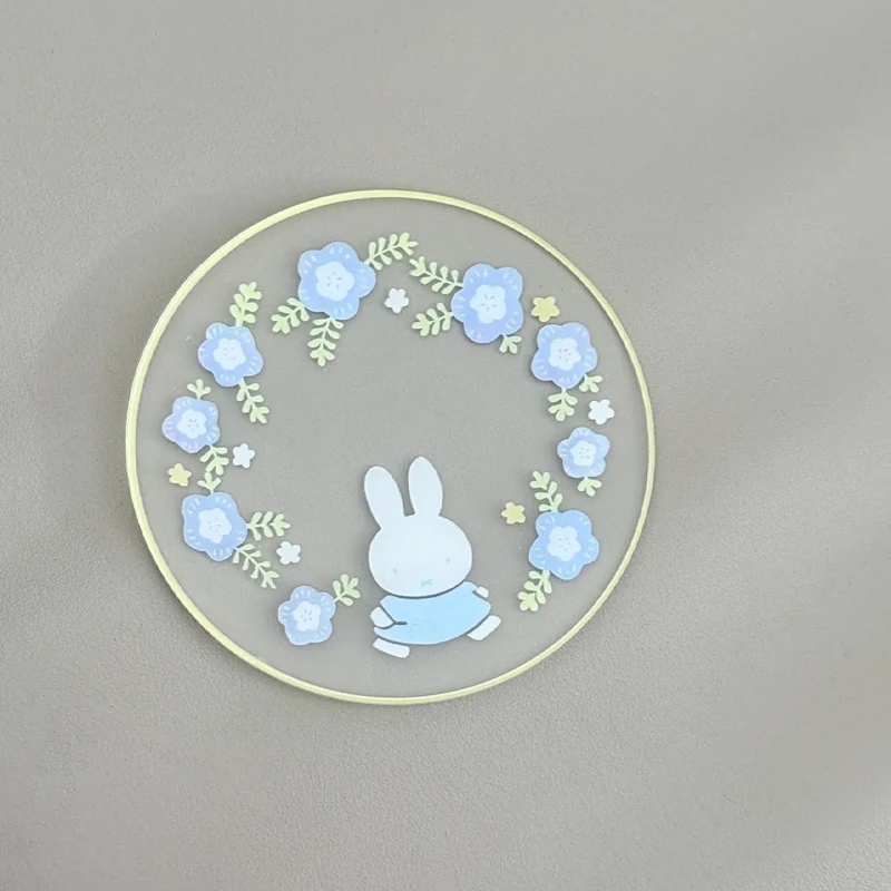 Kawaii Miffy Universal Acrylic Cup Lid & Coaster Set Round Cute Cartoon Cover Fits Most Mugs Dust Proof Drinkware Accessory view 2