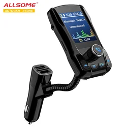 ALLSOME-Fm 송신기 블루투스 핸즈프리 자동차 MP3 플레이어, FM 변조기 지원 USB 플래시 드라이브 SD 카드 USB 충전기 Aux 출력/입력