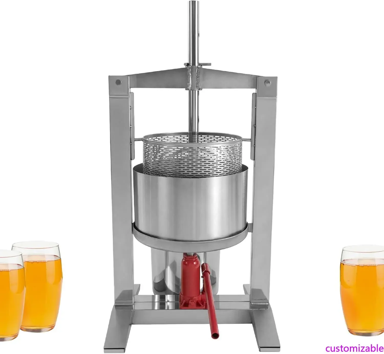 

Ручная соковыжималка для фруктов из нержавеющей стали с 3-тонным гидравлическим прессом и возможностью мытья в посудомоечной машине, класс 304