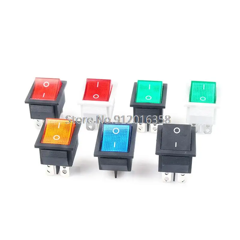 220V Self-locking KCD4 Rocker Switch Power Switch 3 Position 6 Pins With Light 16A 250VAC/ 20A 125VAC