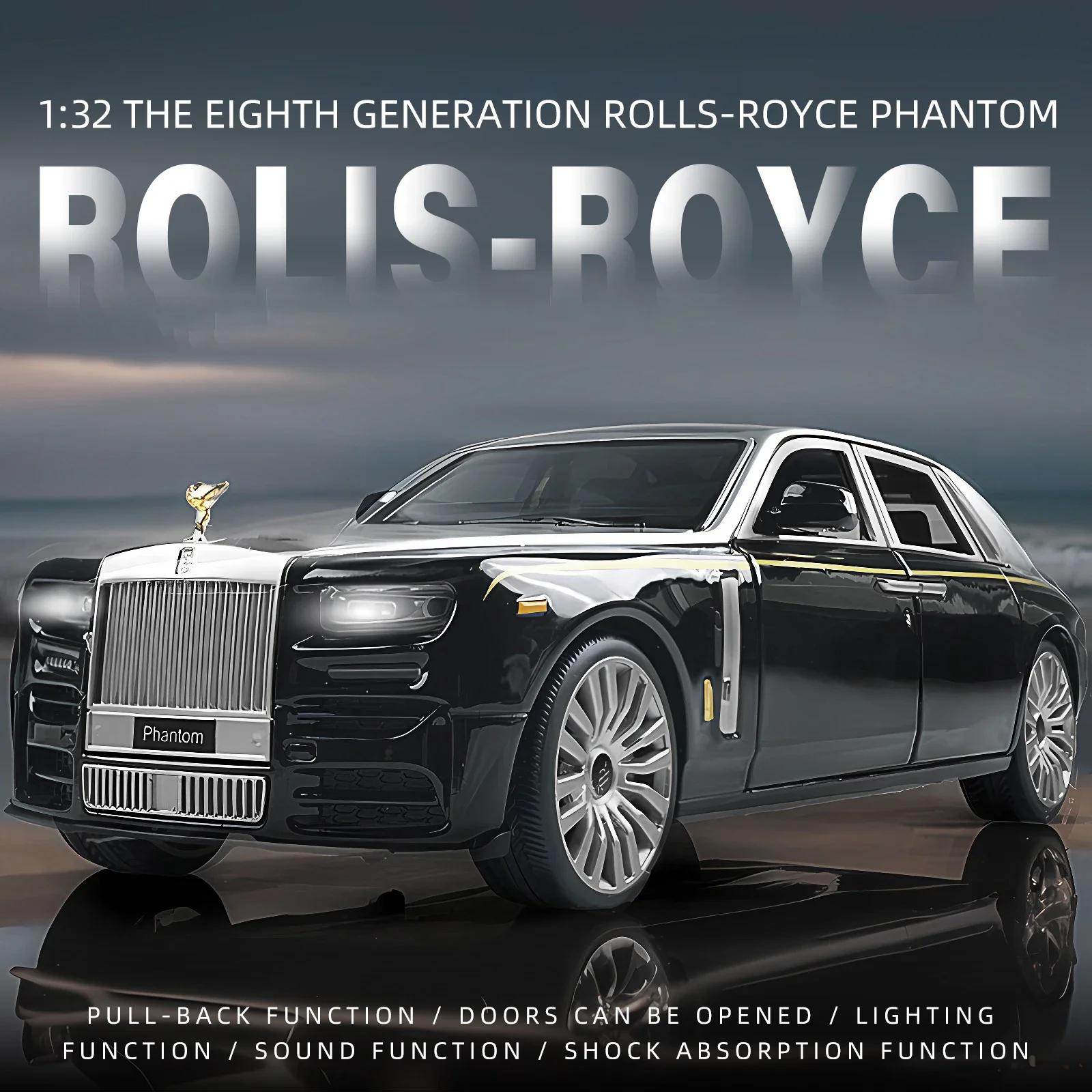 

[CubeFun]1:32 Rolls-Royce Phantom Alloy Car Model Sound and Light Simulation Diecasts Metal Toy Collection Children Gifts