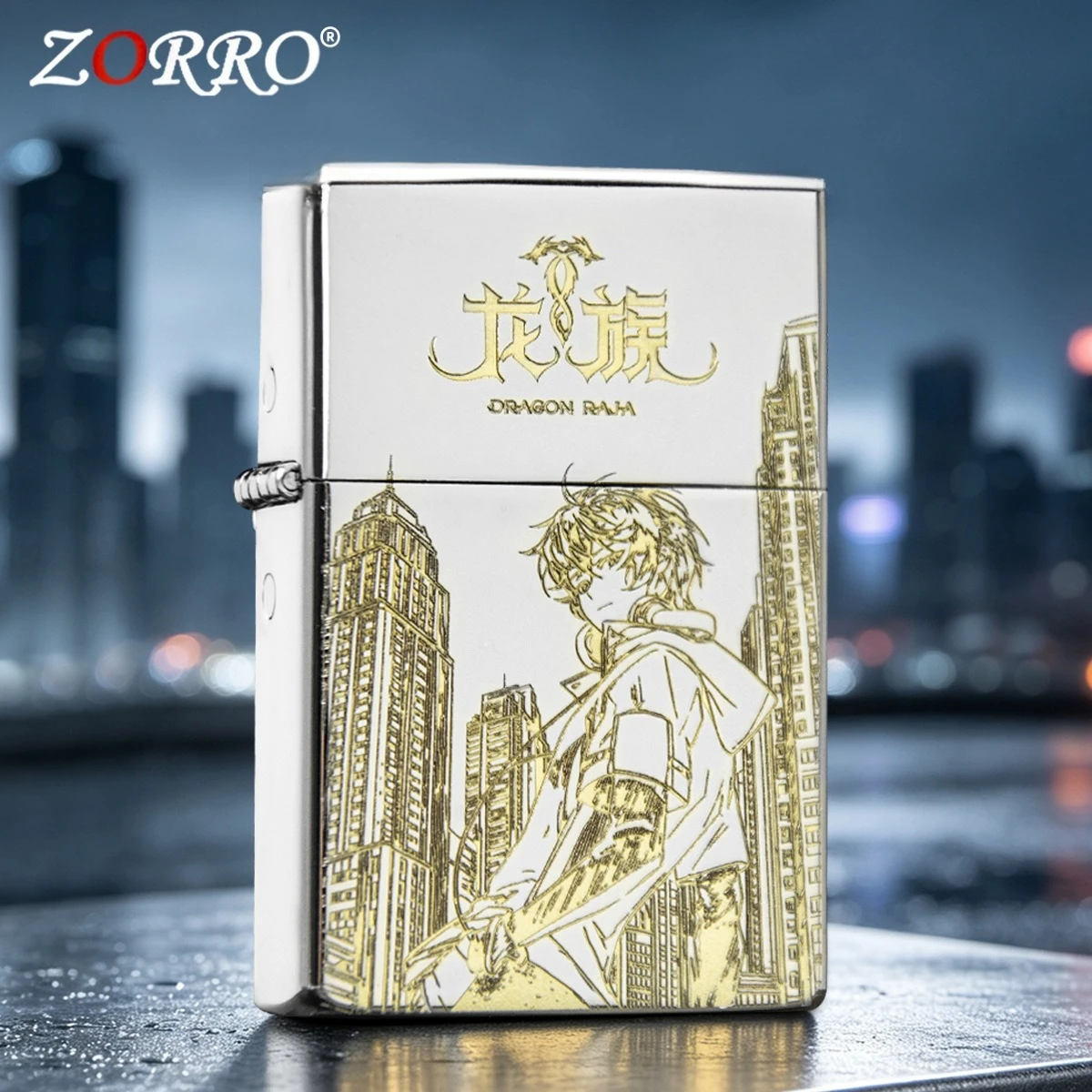 Neues Authentisches Zorro Sandchrom Geschnitztes Drachen-Kerosinfeuerzeug, Personalisiertes Retro-Herren-Zigarettenanzünder-Sammlerstück