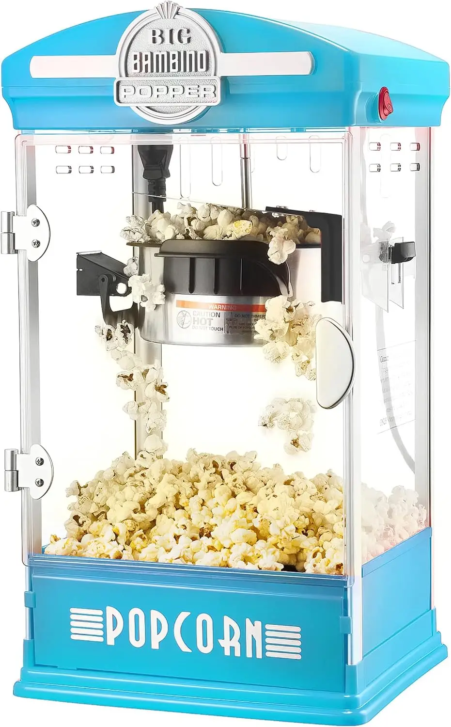 

Popcorn Machine - Old-Fashioned Popcorn Maker with 4-Oz Kettle, Measuring Cups, Scoop, and Serving Cups (Blue) USA