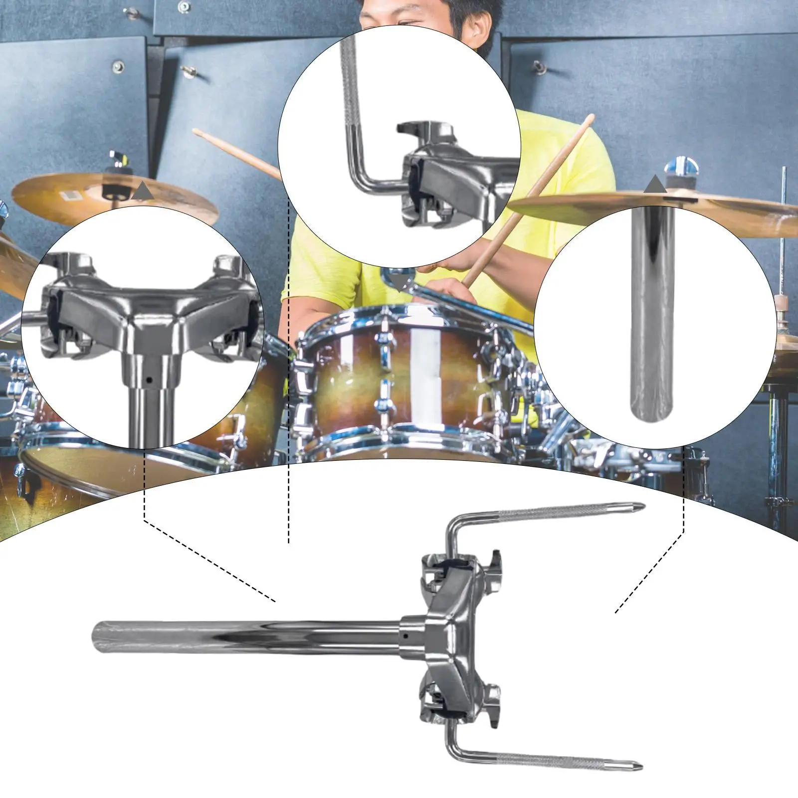 

Double Tom Holder Stand Sturdy Adjustable Hardware Lightweight Double Tom Arm Clamp for Drummers Concerts Studio Practice Stage