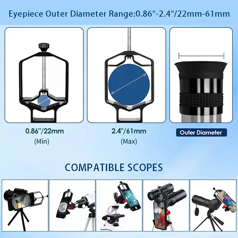 Astronomical Telescope Three-Axis Metal Mobile Phone Holder Adapter Photography Microscope Multi-Function Holder