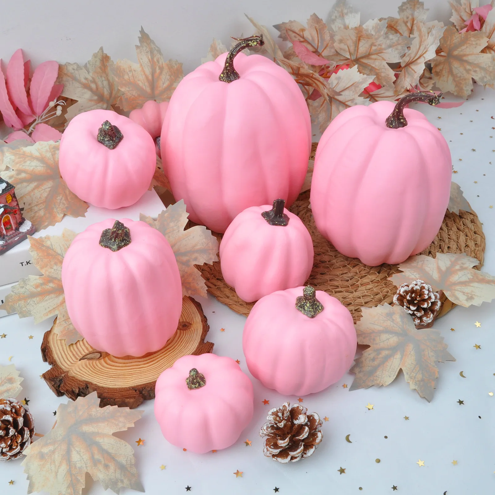 1Set Halloween Pumpkins Decor Foam Fake Pumpkins for Autumn Thanksgiving Halloween Farmhouse Table Realistic Decorations - view 2
