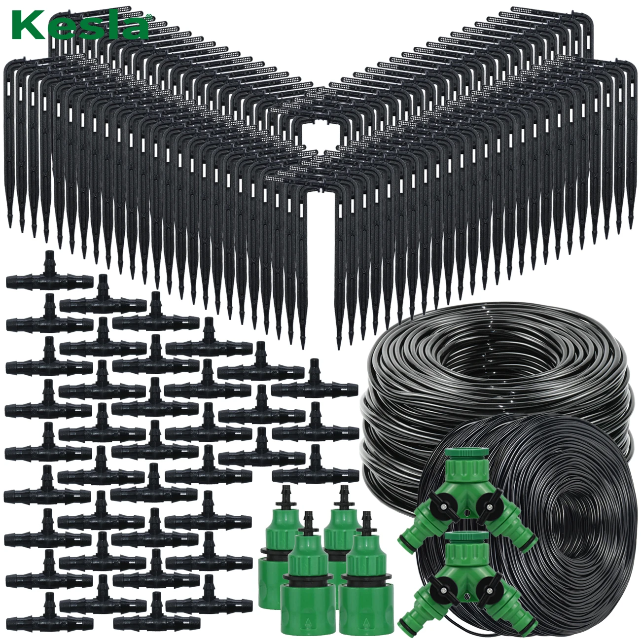 KESLA 1/4'' to 1/8'' Drip Irrigation Garden Watering System Kits Elbow Bend Arrows Emitter 4/7 to 3/5mm for Bonsai Greenhouse