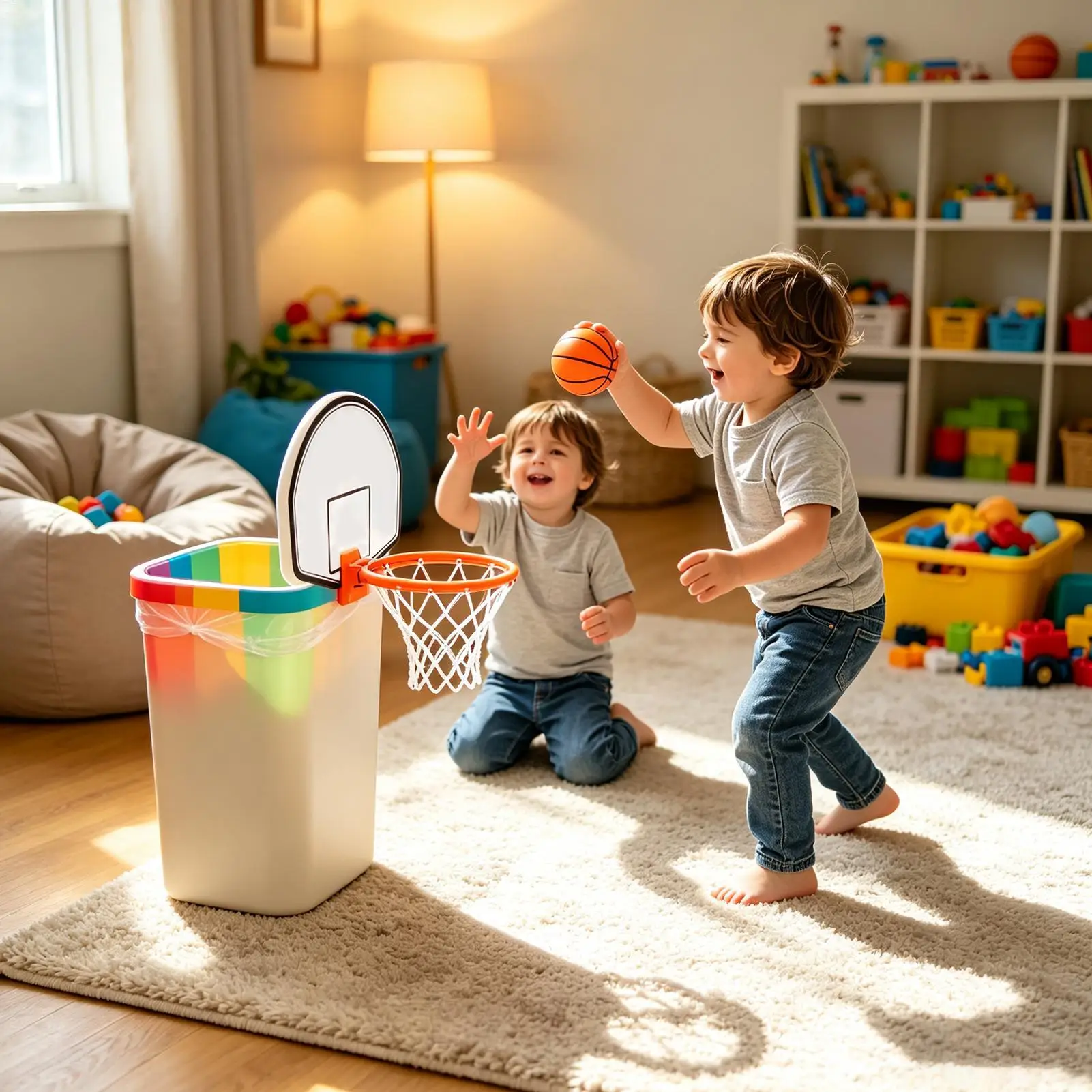 Mini Trash Can Basketball Hoop Set with Ball Pump Clamp On Backboard Office Desk Toy Fun Game Gift for Kids Teens Boys Girls
