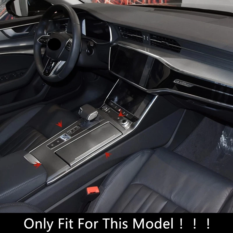 Car Styling Center Console Gear Shift Panel Decorative Frame Sticker For Audi A6 C8 2019 LHD Stainless Steel Accessories