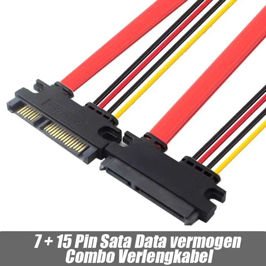 

0.3M/0.5M/1M 22 Pin Man-vrouw Sata Verlengkabel Sata 3 Iii 22 pin Man-vrouw 7 + 15 Pin Sata Data Power Combo