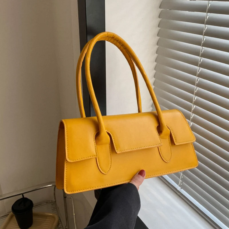 2023 New Handbag French Style PU Leather Solid Color Art Popular Design Shoulder Bag Business Travel Casual Shopping Phone Pouch