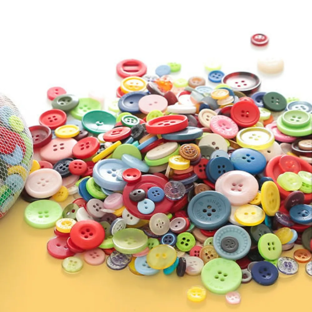 Botones de resina de tamaños surtidos, botones artesanales de aproximadamente 100 Uds. Para coser manualidades, pintura de botones Manual para niños, colores mezclados