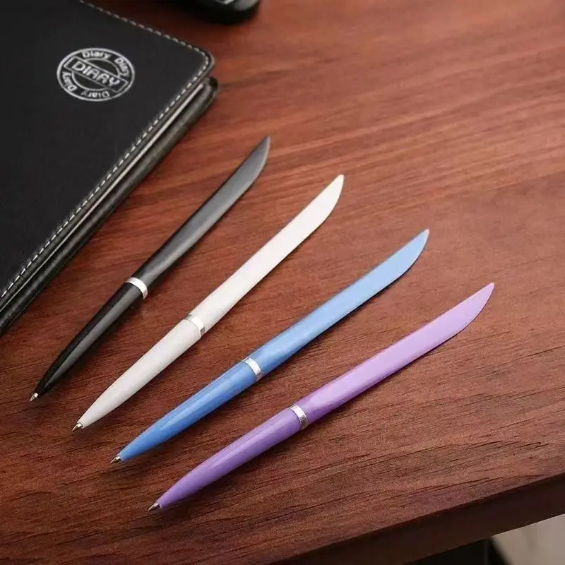 

10PCS Office Utility Flat Blade Express Unboxing Pen Blue Ballpoint 0.7mm Knife Shape Writing Tool Stationery