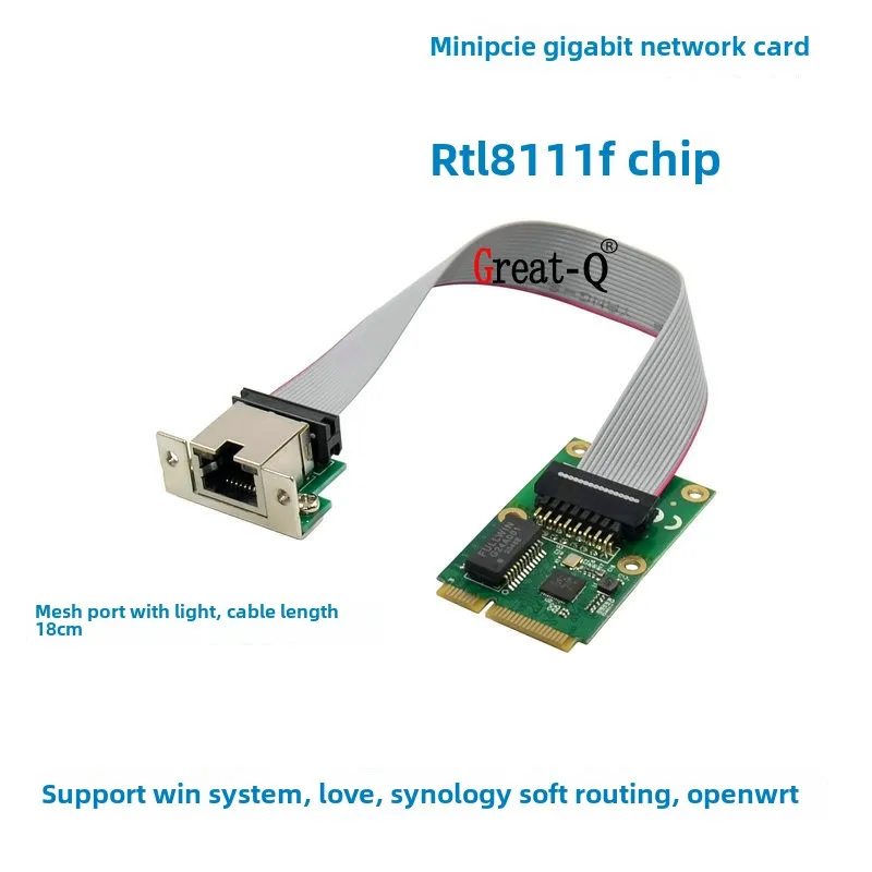 Mini PCIE Gigabit Ethernet Card to RJ45 Ethernet Port 1000M Ethernet Server Network Card RTL8111F Chip