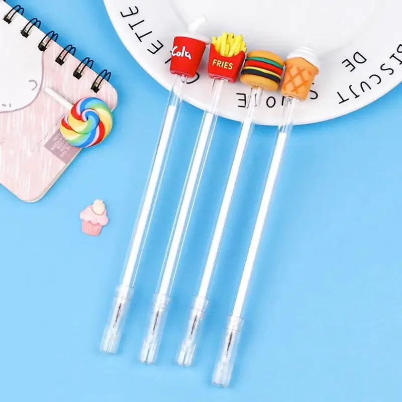 Stylo Gel créatif Hamburger frites, 24 pièces, cadeau pour étudiant, stylo crème glacée 0.5mm, fournitures scolaires Kawaii, vente en gros