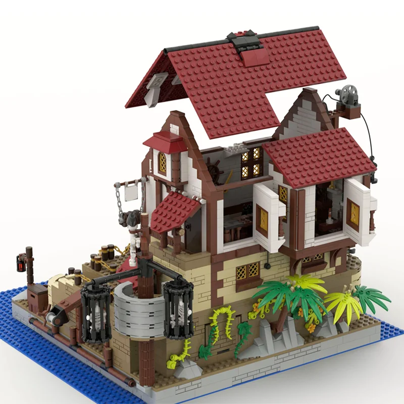 2869 pçs moc os piratas pub piratased modelo blocos de construção arquitetura brinquedo ideia criativa presentes natal educação tijolo crianças