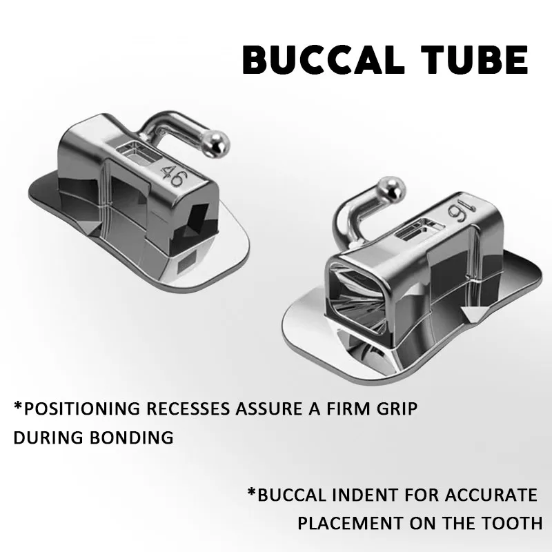 Tubo bucal de ortodoncia Dental, 20 juegos por 80 Uds., individual, 1.a y 2.a Molar, Base de malla no Convertible, Roth/MBT