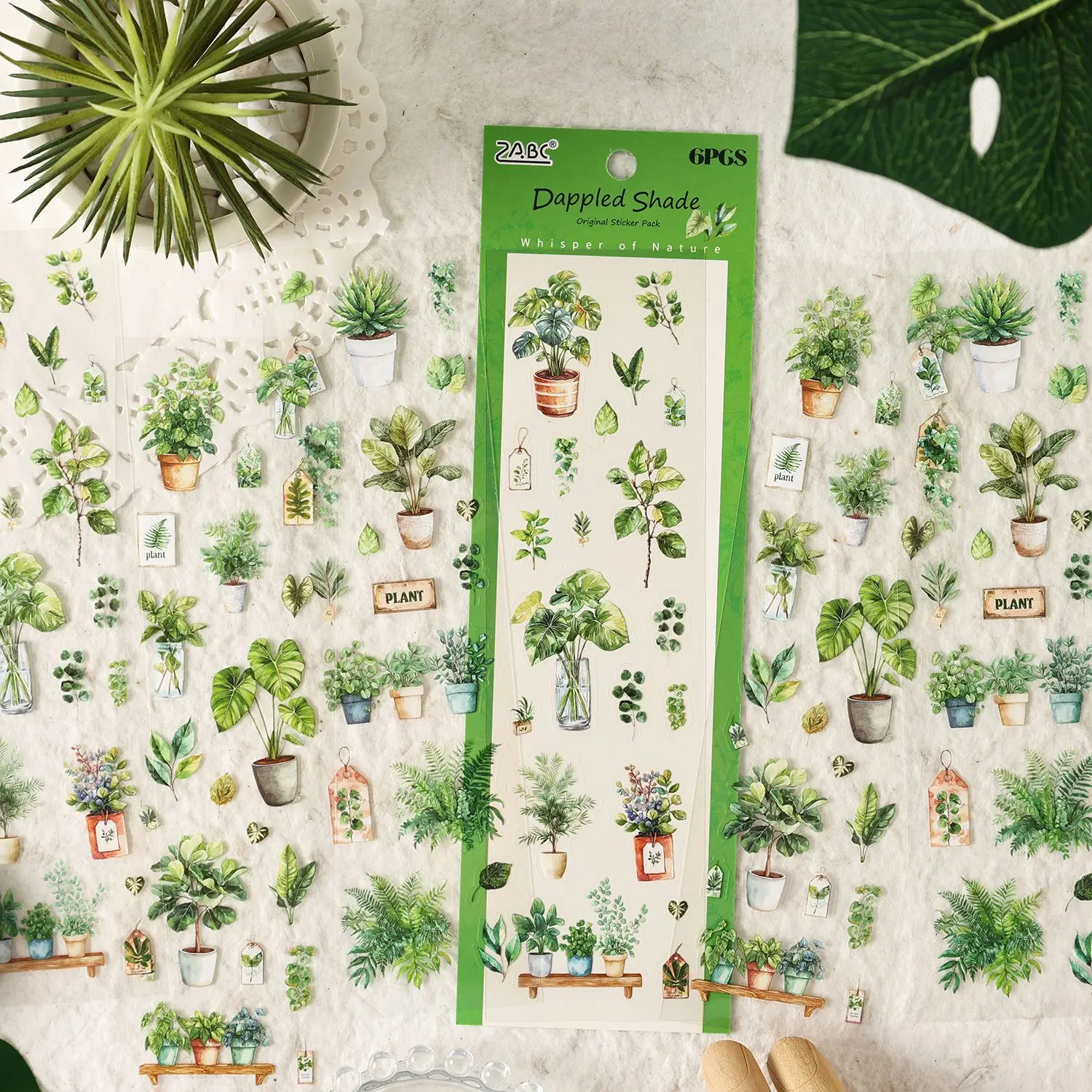 6sheets/pack Aesthetic Waterproof PET Stickers Set Natural Time Theme for Journaling Scrapbook DIY Decoration Label Sticker