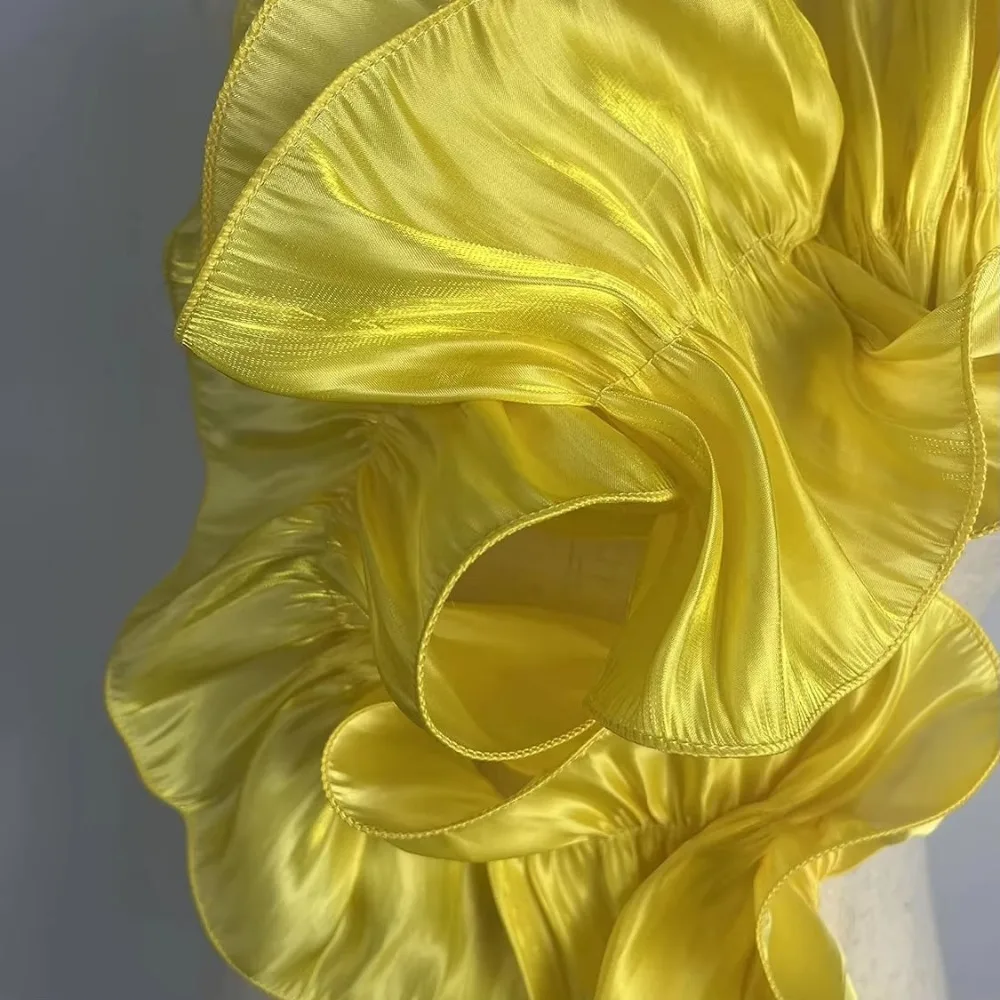 1Yard Ruffle Lace Edge Satin Pleated Ribbon Fabric 18CM Wide Trim Shiny Pleated Lace Ribbon Bouquet Curtain For DIY Dress