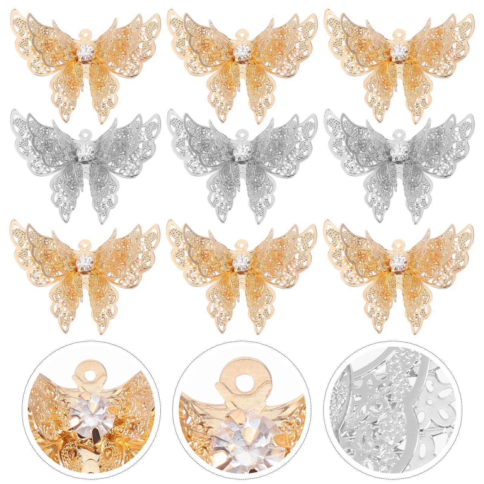 20pcs Butterflies Charms For Jewelry Butterflies Pendant Making Diy Craft Supplies Hairpin Bracelet Key Chain Accessories