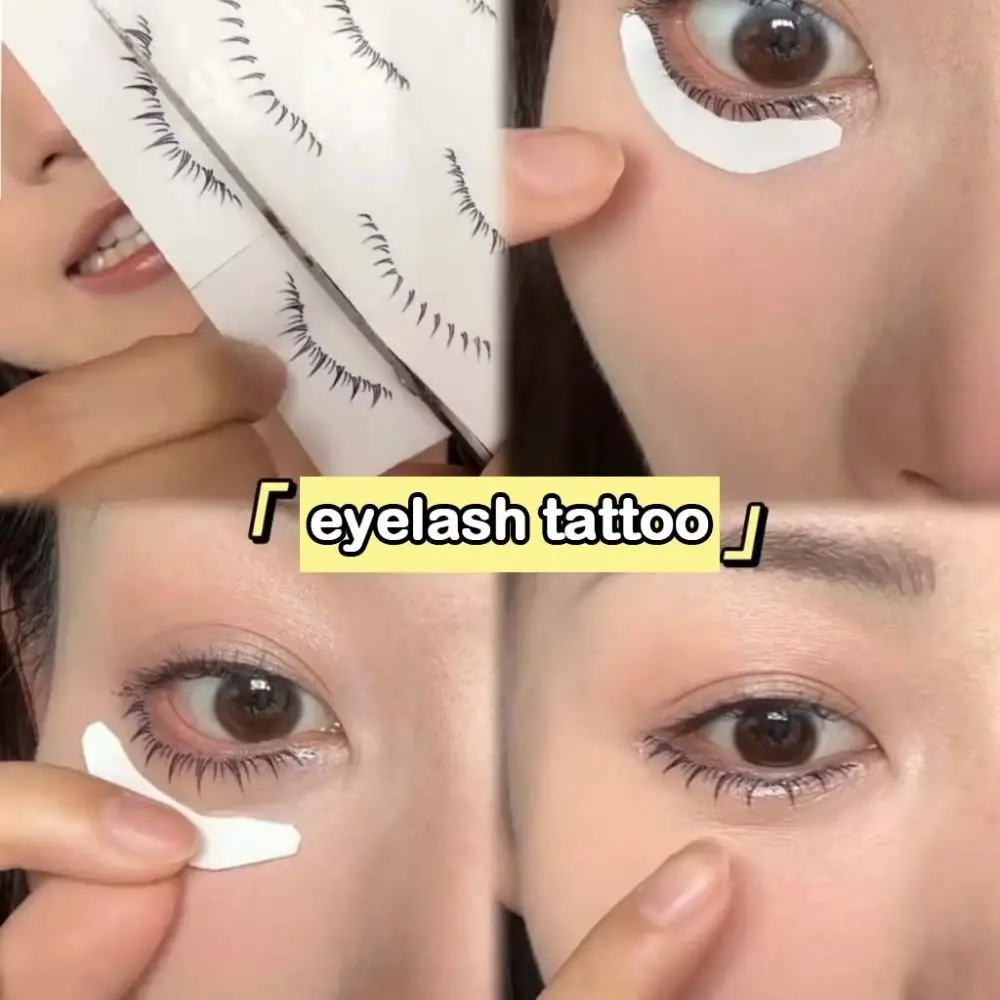 4/8 Pair 3D False Eyelashes Tattoo Waterproof Under Eye Lower Eyelash Tattoo Stickers Long Lasting Black Transfer lashes Decals