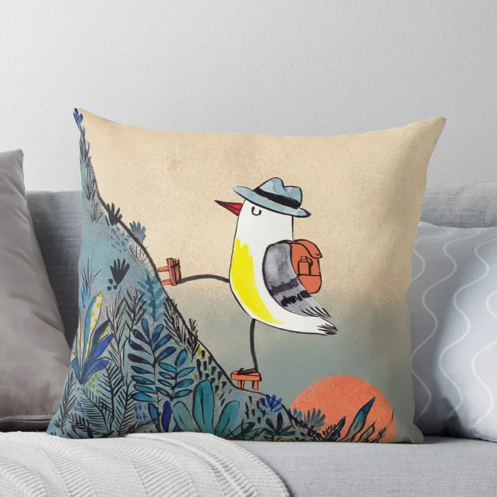 Mountain hiker bird at sunrise Throw Pillow Pillow Cover Pillowcases Cushion Covers Sofa Decorative Pillow Covers For Sofa