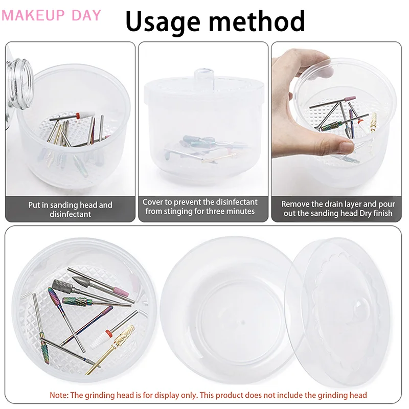 Nail Art Boor Bits Slijpkop Sterilisator Desinfectie Box Nail Tool Cleaning Box Manicure Opbergdoos Clipper Accessoires