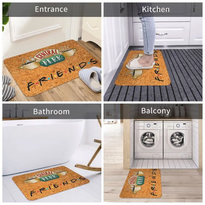 Funny Friends TV Show Front Door Mat Anti-Slip Waterproof Central Perk Cafe Comic Doormat Kitchen Balcony Entrance Rug Carpet