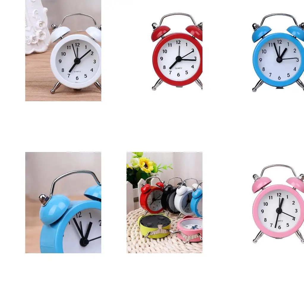  Twin Belled Alarm Clock with Loud Waking Calls Sound Candy Colored Table Clock