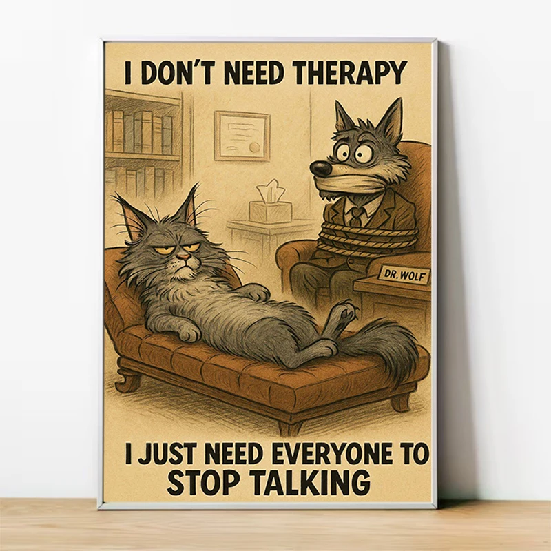 

Disturbed Cat Philosophical Humorous Quotes Poster Posters on the Wall Decorations Coffee House Bar Room Decor Gift For Home