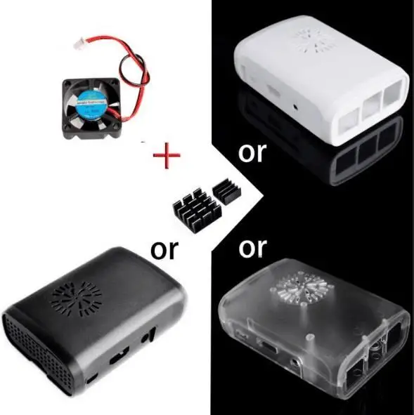 ラズベリーパイ3!!! 新しい! Pi ボックス ABS ケースとファンモジュール Raspberry Pi 2 & Raspberry Pi モデル b プラス + 2 個の純アルミニウムヒートシンク