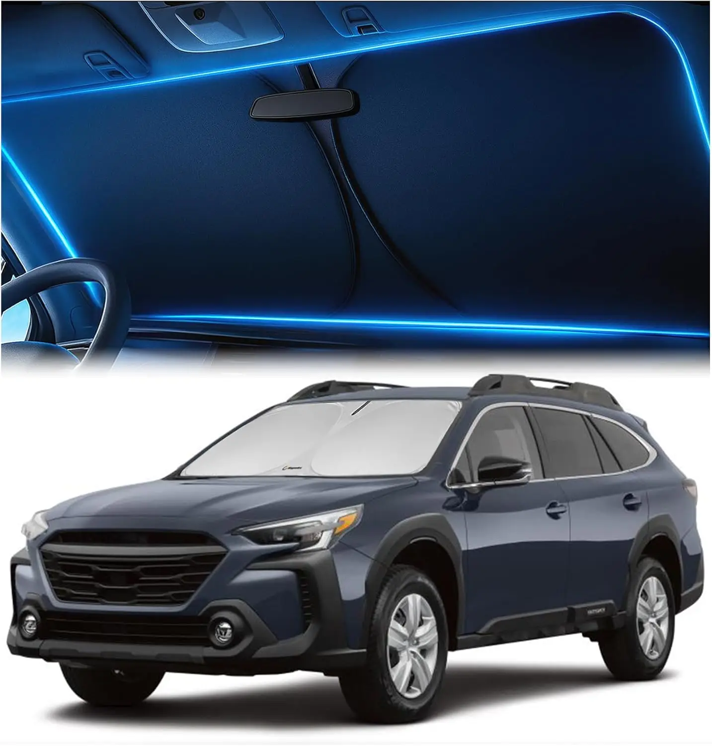 

Солнцезащитный козырек на лобовое стекло для Subaru Outback 2020 2021 2022 2023 2024 2025 — инновационная технология без освещения, вырез с зеркалом, блок