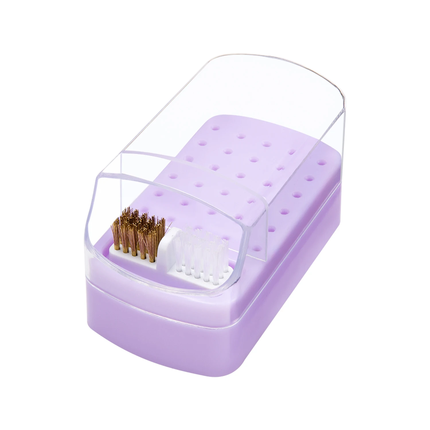 صندوق منظم لقم الثقب للأظافر 30 فتحة يظهر الرف من الأكريليك المقاوم للغبار والتخزين الفارغ المحمول لمستلزمات فن الأظافر في الصالونات