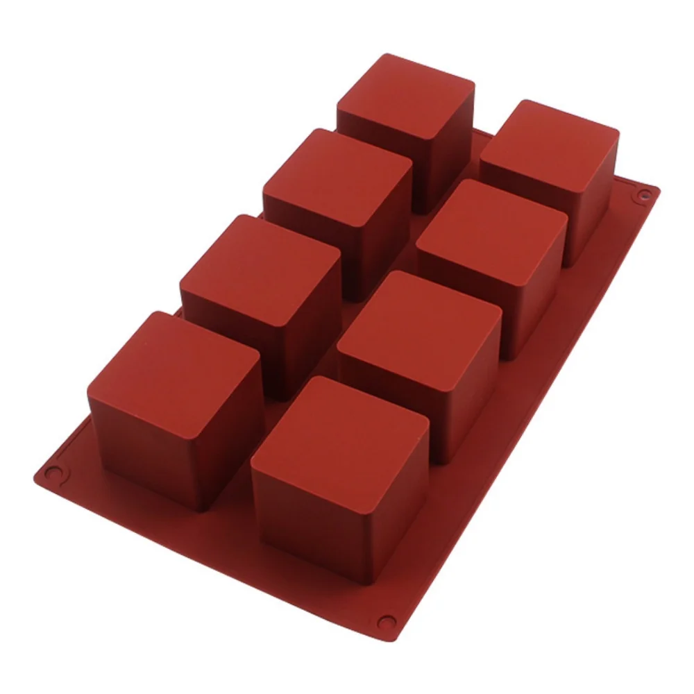 

8 Hole Cube Silicone Cake Mold Square Ice Grid Mold Chocolate Mousse Dessert Jelly Bread Mould Food Grade Silicone Baking Tools