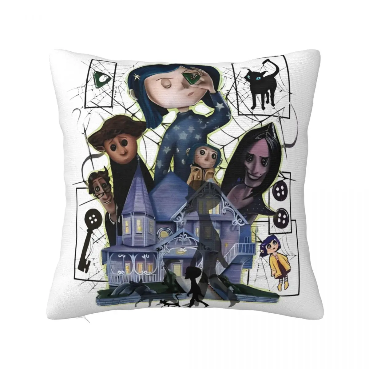 Decorative Pillowcases Coraline Dreaming Movie Cartoon Accessories Home Pillow Case Cover Square Multiple Sizes Dropshipping