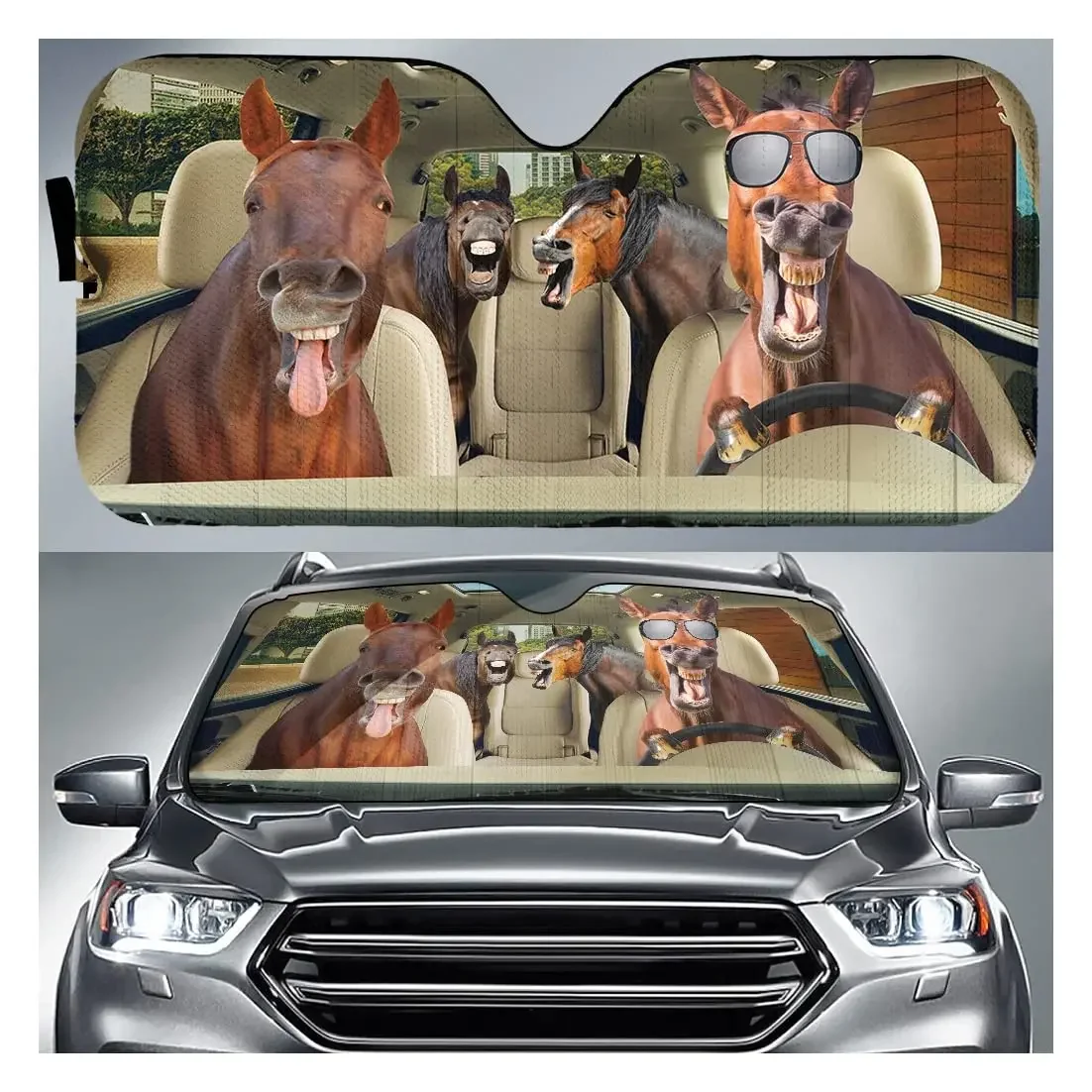 Horse Car Sunshade Horse Couple,  Couple Gifts, Horse Car Diver, Gift For Him, Father's Gift