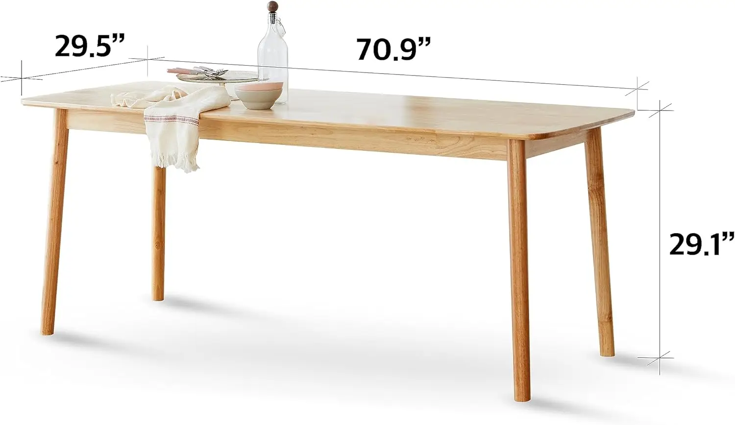 Oak Rectangular Wooden Dining Table Large Solid Wood Kitchen Desk Natural Oak  with visible natural wood grain