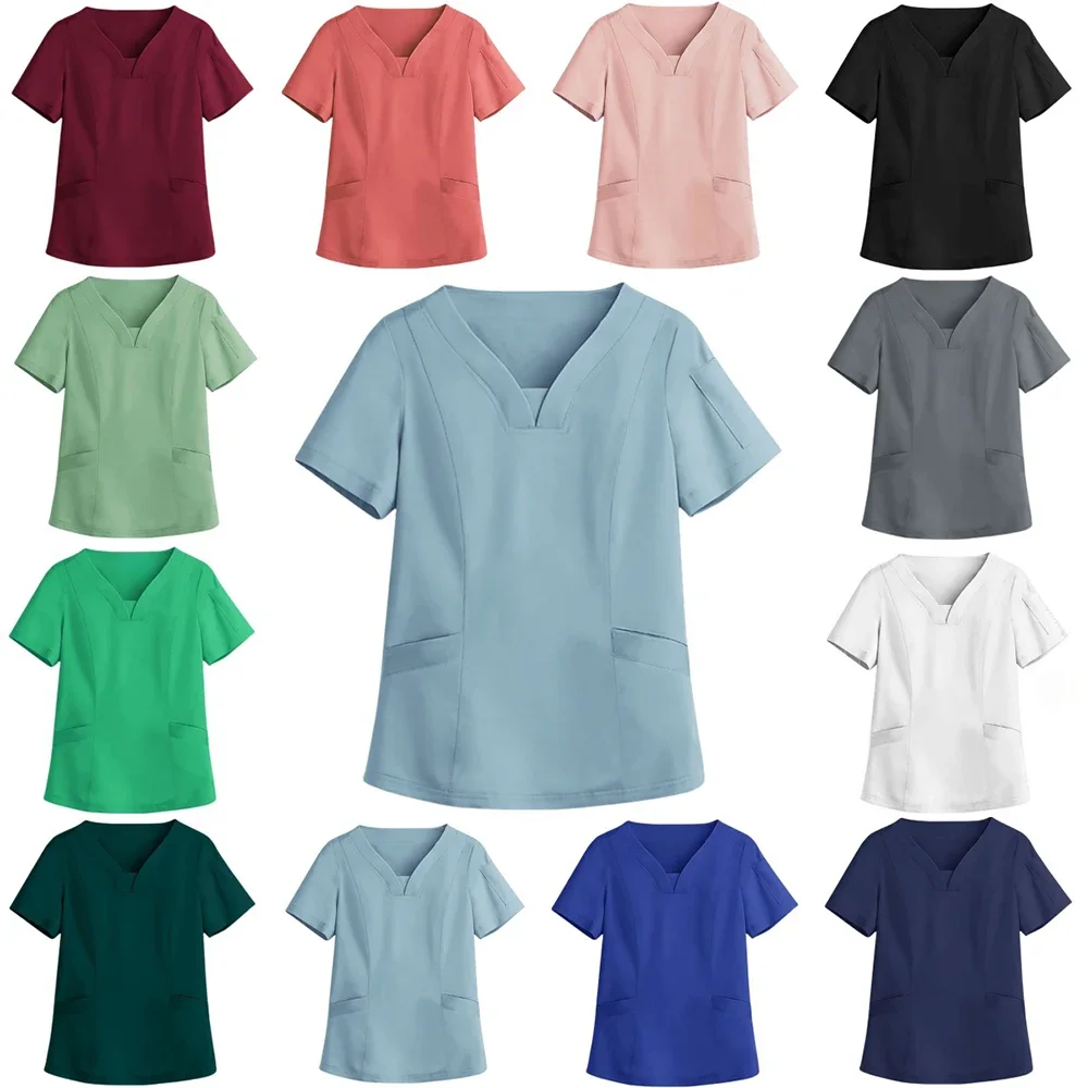 Elastic Quick-drying Medical Overalls Oral Dentist Operating Room Isolation Clothes Summer Thin Top Hand Washing Clothes