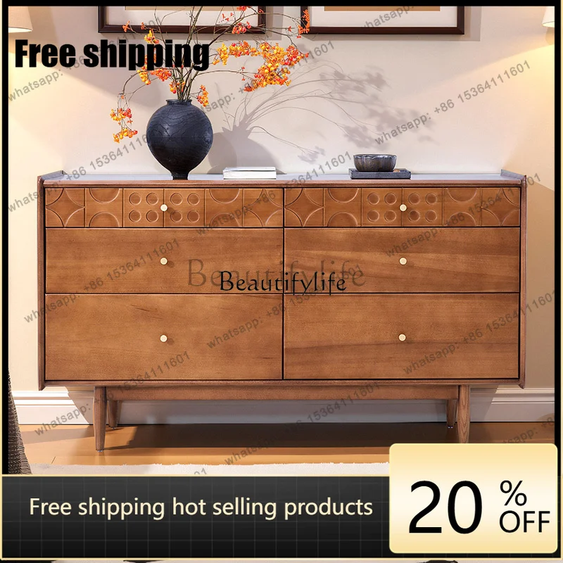 Factory Direct Medieval French solid wood multi-pumping cabinet, carved bedside cabinet against the wall