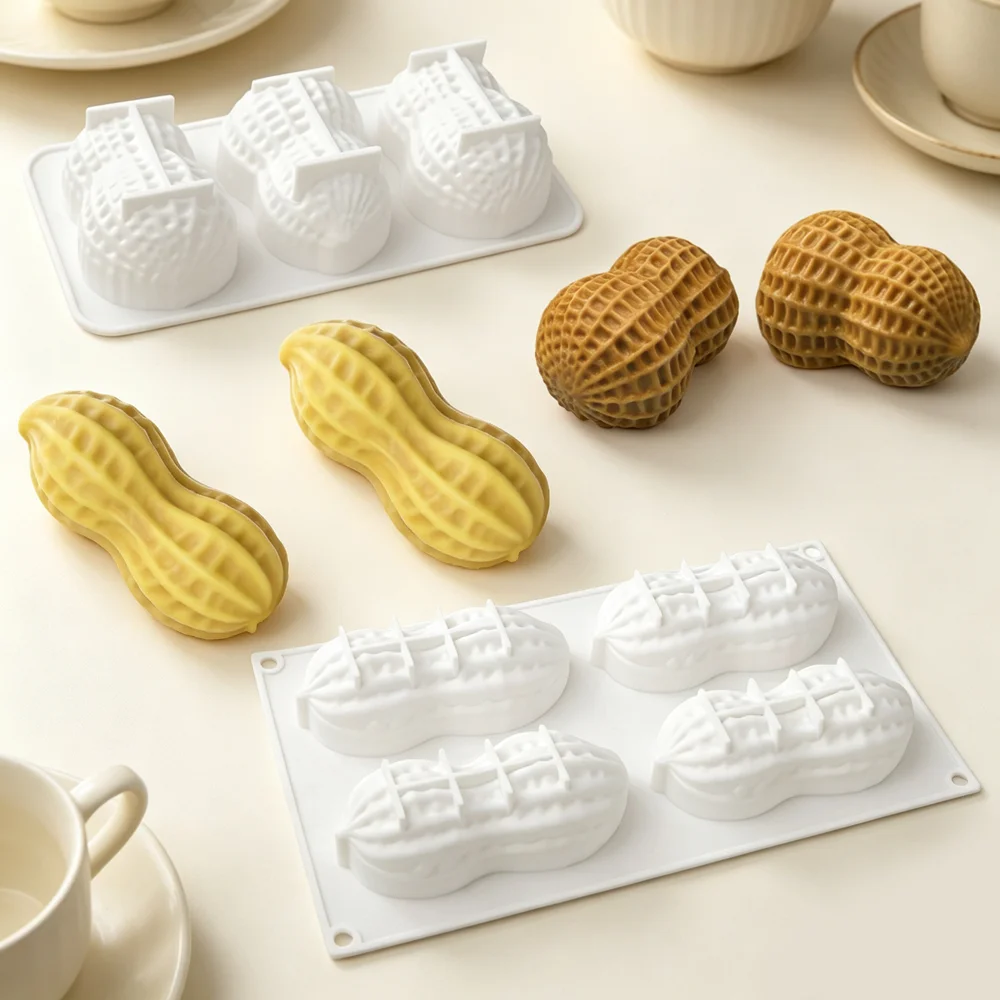 1/3/4/24 Cell Peanut Design Food Grade Silicone Chocolate Mould Silicone French Mousse Cake Mold Kitchen Dessert Bakeware