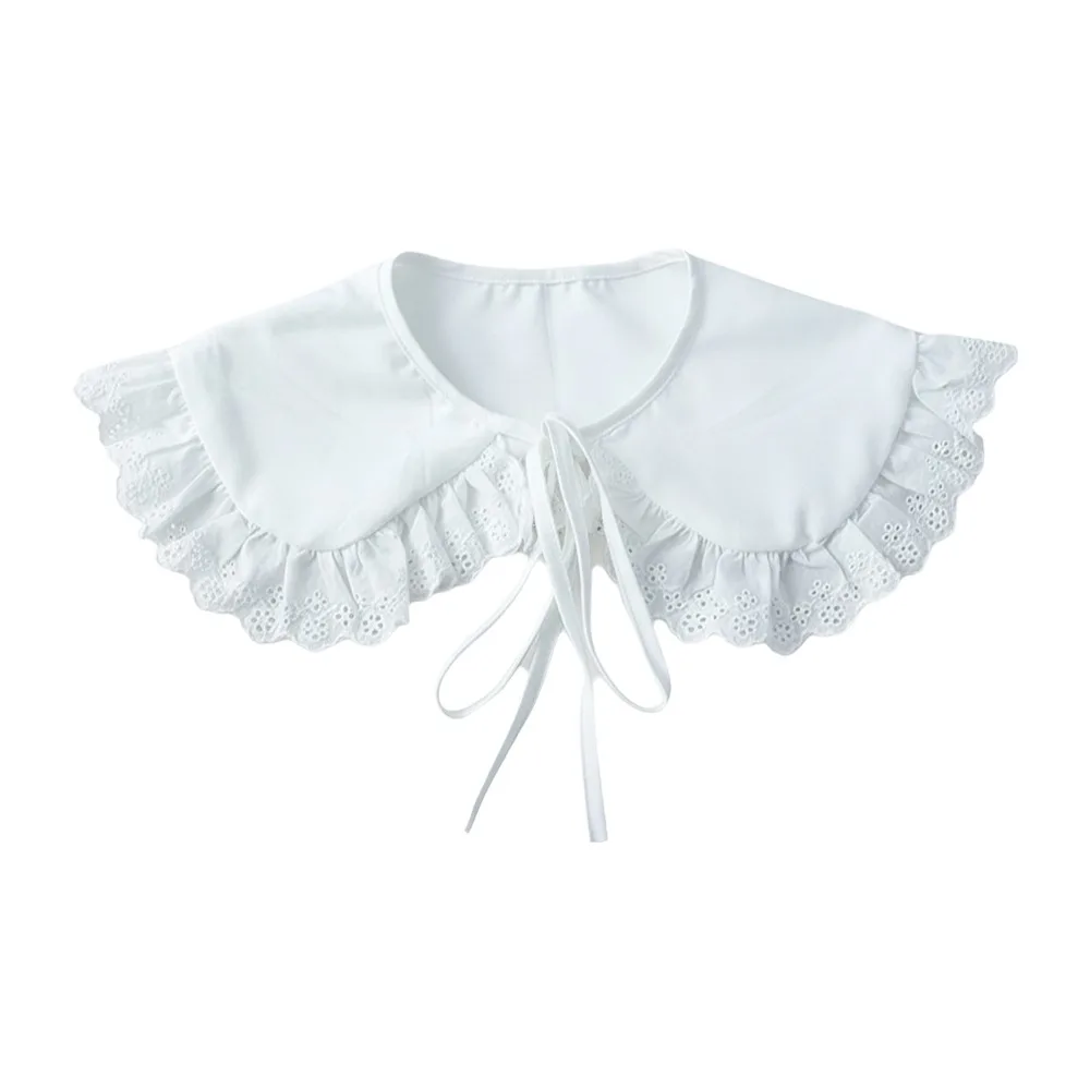 

Fashion White Lace Fake Collar Solid Color Chic Style Shawl Collar Vintage Casual Detachable False Collar Versatile Use
