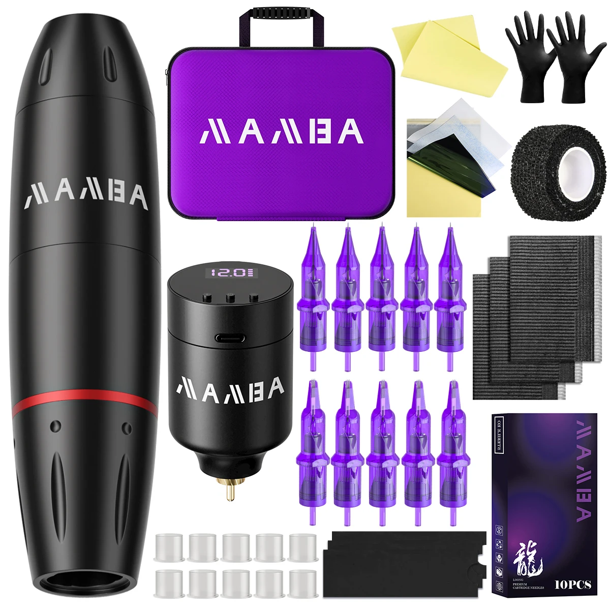 

Беспроводной комплект тату-машины, полный мини-аккумулятор 1350 мАч, 10 шт., игла-картридж, роторная ручка для татуировки, набор для татуировки для перманентного макияжа