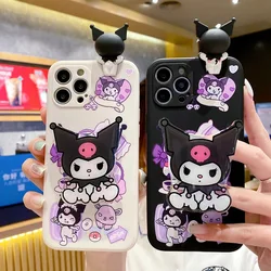 Cartoon Cute Kuromi Case For Samsung Galaxy A53 5G S22 Ultra A52 S20 FE S21 S23 S22 A51 A54 A25 Case With Holder Wristband