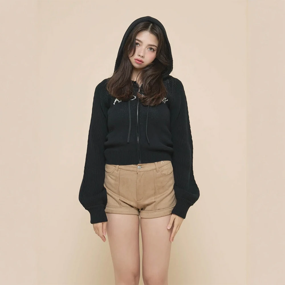 Japanese Sweet Fashion Knit Cardigan Jacket Vest 2-Piece Set Spring and Autumn New Women's Slim Fit Daily Basic Hooded Knit Coat