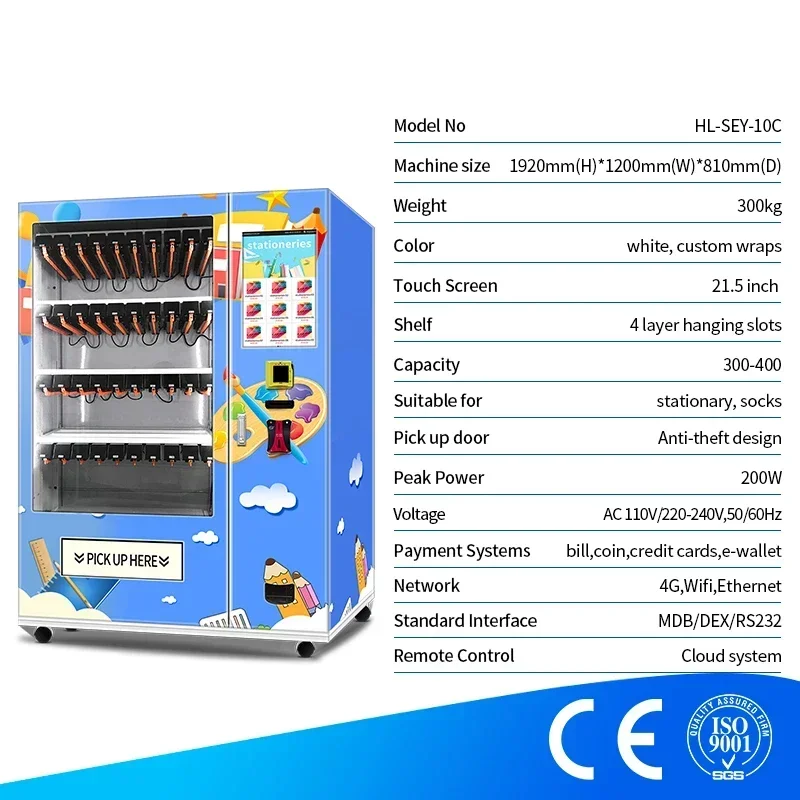 Non Refrigerated Stationery Vending Machine With Hanging Slots