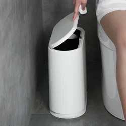 VEEHOME Light luxury aesthetics Home narrow slit trash can with lid Japanese pressure lid trash can