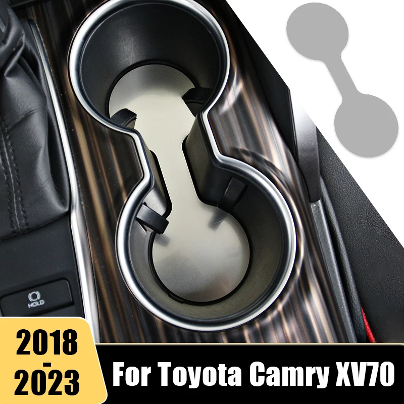 Stainless steel Car Central Control Water Cup Pad Cover Accessories For Toyota Camry XV70 70 2018 2019 2020 2021 2022 2023 LE SE