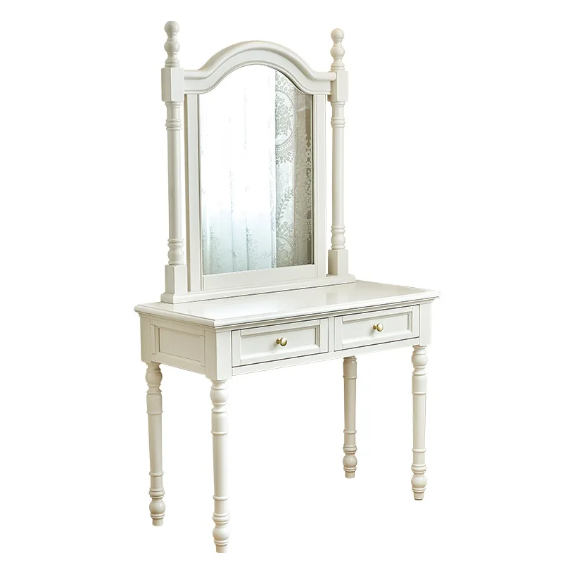 

White Cream Wind Solid Wood Dresser All Cherry Light French Style with Mirror Bedroom 1m Makeup Table