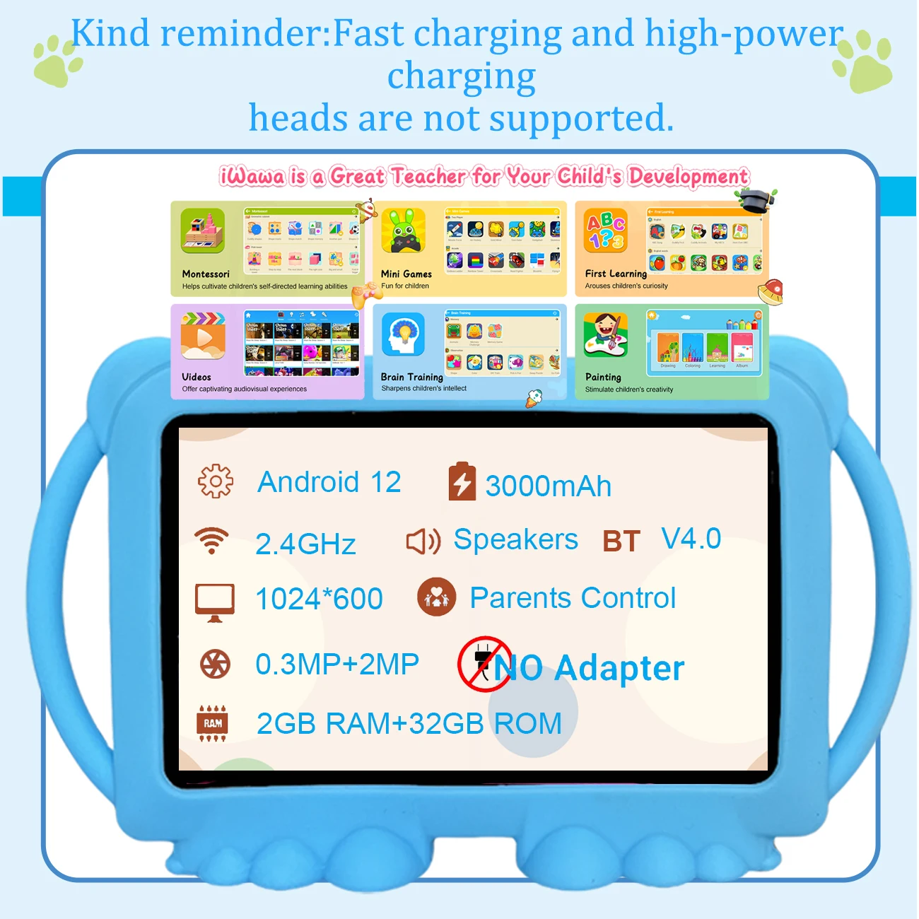 تابلت للأطفال 7.0 بوصة رباعي النواة كاميرا مزدوجة أندرويد تعلم ألعاب تعليمية أقراص هدايا للأطفال #6